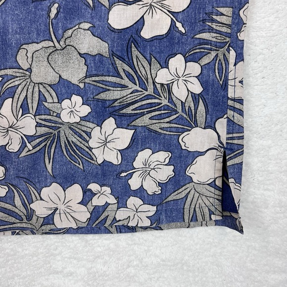 Cooke Street Aloha Shirt Mens XL Blue Reverse‎ Print Hawaiian Floral Hibiscus - Picture 5 of 8